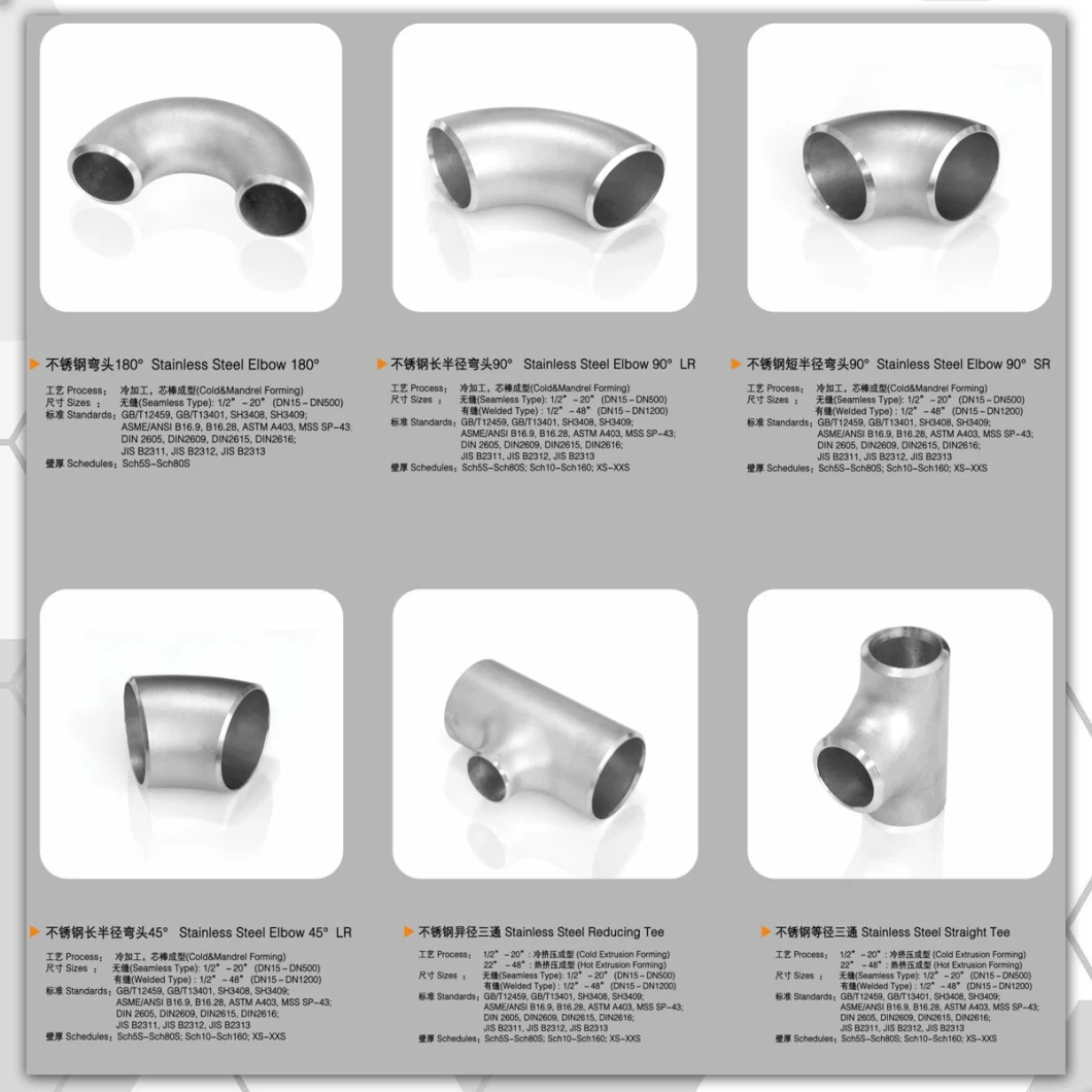 SS316L ASME B16.9 Sch 10s 6 to 4 Butt Welding 90degree Bend Pipe Fitting with Sand Blasting